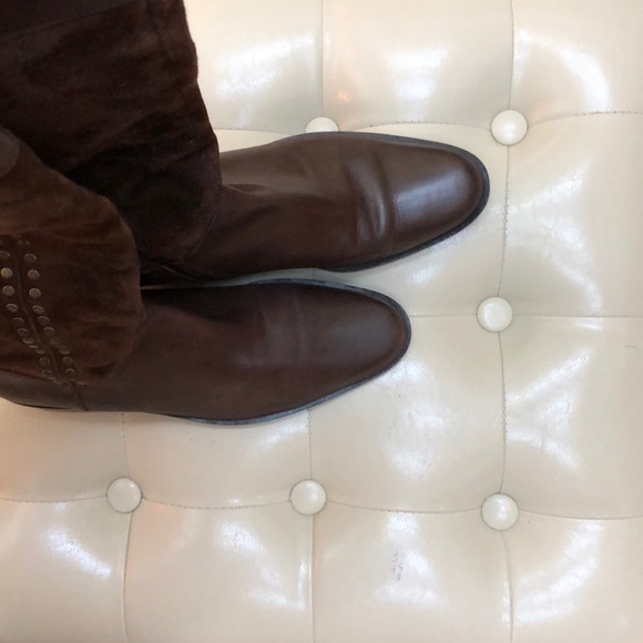 Genuine leather brown boots, Macys Alfani suede and stud detail - Picture 10 of 15